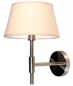 Wandlampe Nickel-satiniert mit eine Lampenschirm Farbe Cream, Wandlampe mit Lampenschirm