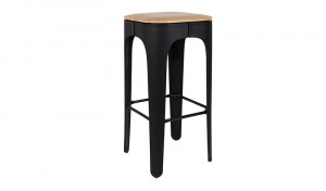 Barstuhl Holz,schwarz, Metallgestell, Barhocker schwarz-Metall-Gestell, Sitzhöhe 73 cm