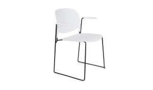 Stuhl mit Armlehne weiß, Metallgestell schwarz, Arm höhe 64 cm