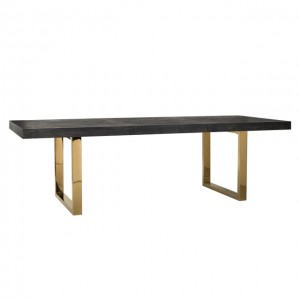 Esstisch Gold schwarz, ausziehbarer Tisch schwarz, Tisch Gold, Breite 195-265 cm