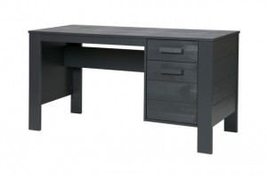 Tisch grau Holz, Schreibtisch grau, Schreibtisch Massivholz grau, Breite 141 cm