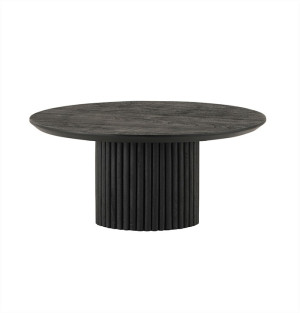 Couchtisch schwarz rund,  Couchtisch rund  schwarz Massivholz, runder Couchtisch Tischplatte Massivholz,  Durchmesser 90 cm