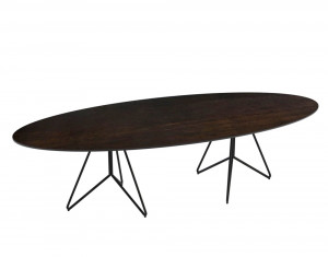 Couchtisch oval braun, ovaler Couchtisch Keramik-Tischplatte,  Breite 145 cm 
