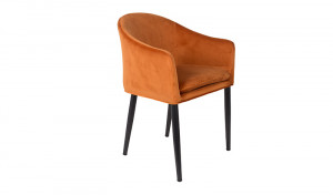 Stuhl orange Metallgestell schwarz, gepolstert, Sitzhöhe 49 cm