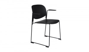 Stuhl mit Armlehne schwarz, Metallgestell schwarz, Arm höhe 64 cm