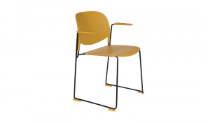 Stuhl mit Armlehne ocker, Metallgestell schwarz, Arm höhe 64 cm