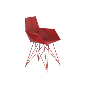 Design Stuhl rot mit Armlehne, Stuhl rot Kunststoff Metall, Stuhl mit Armlehne 