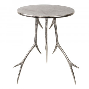 Beistelltisch Silber, Tisch rund Silber, Durchmesser 48 cm