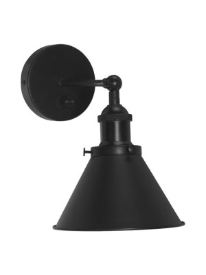 Wandlampe schwarz, Metall Wandleuchte schwarz, Durchmesser 18 cm