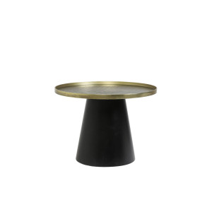 Couchtisch rund Gold-schwarz, runder Couchtisch Metall, Couchtisch Bronze Metall Gestell schwarz, Durchmesser 60 cm