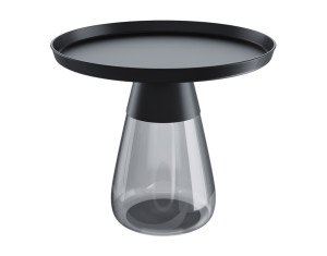 Couchtisch rund schwarz, runder Beistelltisch schwarz, Glas Couchtisch schwarz rund, Maße 60x52 cm