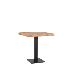 Bistrotisch braun-schwarz Holz, Tisch Naturholz-Tischplatte Gestell schwarz, Maße 70x70 cm