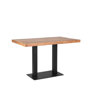 Bistrotisch braun-schwarz Holz, Esstisch Naturholz-Tischplatte Gestell schwarz, Breite 120 cm