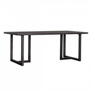 Esstisch schwarz Metall, Tisch schwarz Holz, Tisch Industriedesign schwarz, Breite 200 cm cm
