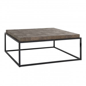 Couchtisch braun, Tisch Holz Metall, Couchtisch Metallgestell, Breite 90 cm 