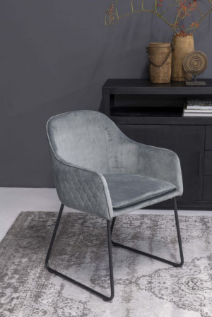 Stuhl grau Velvet-Stoff, Stuhl mit Armlehne