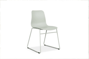 Stuhl grün Kunststoff-Metall, Objekt-Stuhl grün Kufengestell 