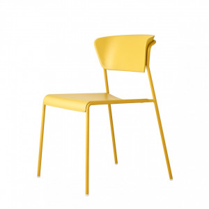Stuhl gelb, gelber Stuhl stapelbar, Stuhl Metall Gestell gelb