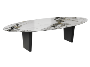 Esstisch Marmoroptik, ovaler Konferenztisch Tischplatte Glas Keramik,  Tisch oval Keramik Beschichtung,  Breite 320 cm