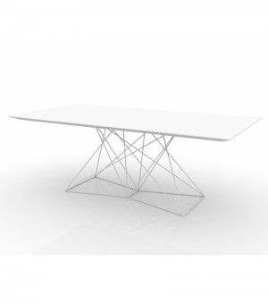 Esstisch weiß rechteckig, Tisch weiß Metall-Gestell, Breite 200 cm