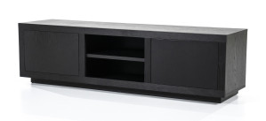 TV Schrank schwarz mit zwei Türen, Fernsehschrank schwarz Holz, Breite 165 cm