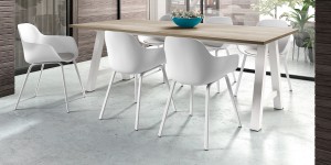 Esstisch weiß, Tisch in verschiedenen Farben, Bürotisch Metall Gestell, Breite 180-220 cm