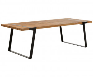 Esstisch Eiche-Natur Tischplatte,  Tisch Eiche massiv, Tischbeine Metall schwarz, Maße 240 x 100 cm