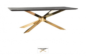 Esstisch Gold Tischplatte braun-schwarz, Tisch braun-schwarz Eiche furniert, Breite 200 cm