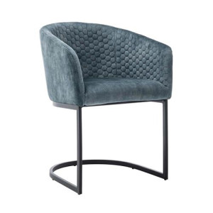 Stuhl blau gepolstert,  Freischwinger blau, Stuhl mit Armlehne blau
