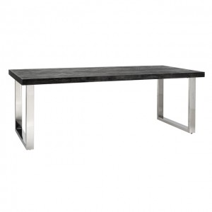 Esstisch schwarz, Tisch verchromt schwarz, Tisch schwarz,  Breite 220 cm