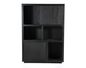 Highboard schwarz, Schrank schwarz mit zwei Türen, Wohnzimmerschrank schwarz Holz, Breite 120 cm
