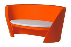 Gartenbank orange Kunststoff, Sitzbank orange Kunststoff, Outdoor-Sofa orange, Breite 170 cm