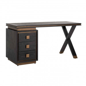 Schreibtisch schwarz,  Schreibtisch mit Schubladen, Breite 150 cm