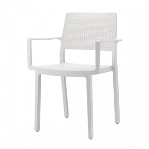 Stuhl mit Armlehne, Indoor, Outdoor, weiß, aus Kunststoff, Stapelbar