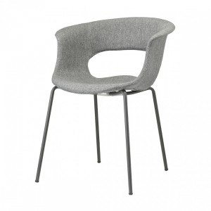 Moderner Stuhl in grau, aus Textil, Metall, Kunststoff, mit Armlehne
