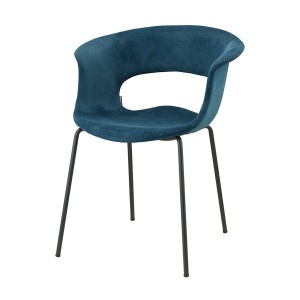 Moderner Stuhl in grünblau, aus Textil, Metall, Kunststoff, mit Armlehne